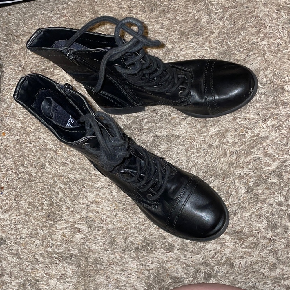 Black lace up combat boots
